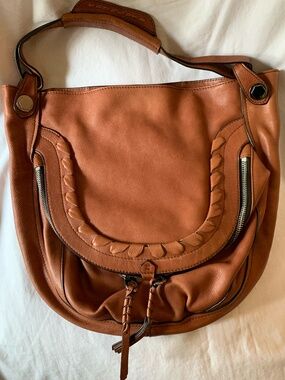 orYANY 'Cassie' large genuine leather hobo bag in cognac color